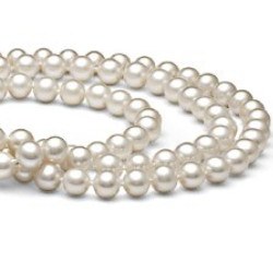 Collier Triple Rang de perles d'eau douce 7 à 8 mm DOUCEHADAMA Blanches 43/44/45 cm