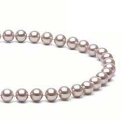 Collier 40 cm de perles d'Eau Douce de 7 à 8 mm Lavande DOUCEHADAMA