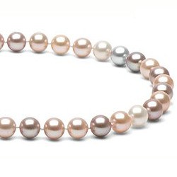 Collier 40 cm de perles d'Eau Douce de 7 à 8 mm Multicolore DOUCEHADAMA