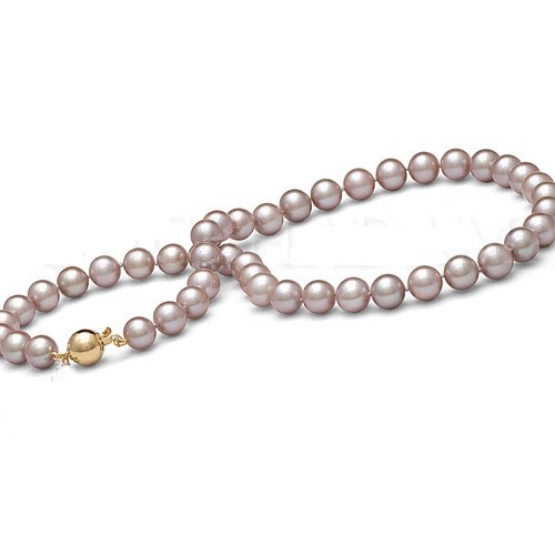 Collier 40 cm de perles d'Eau Douce de 9 à 9,5 mm Lavandes DOUCEHADAMA