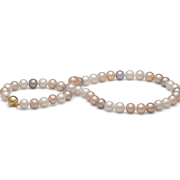 Collier 40 cm de perles d'Eau Douce de 9,0 à 9,5 mm Multicolores DOUCEHADAMA