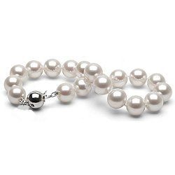 Bracelet 18 cm perles d'eau douce blanches 9 à 9,5 mm DOUCEHADAMA