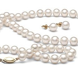 Parure perles d'Eau Douce Blanches 7-8 mm 40/18 cm DOUCEHADAMA