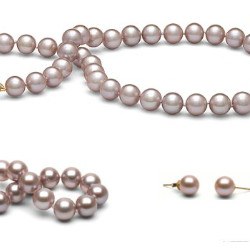 Parure perles d'Eau Douce Lavandes 8-9 mm 45/18 cm DOUCEHADAMA