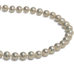 Collier 40 cm de perles d'Eau Douce de 6 à 7 mm blanches métalliques AAA