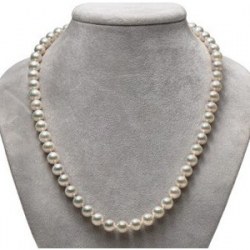Collier 45 cm de perles d'Eau Douce de 7 à 8 mm blanches métalliques