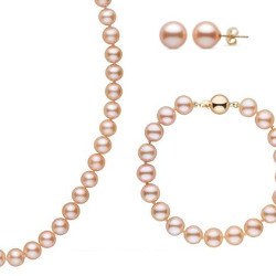 Parure Perles d'Eau Douce 9-10 mm 3 Bijoux longueurs 55/20 cm + BO