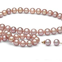 Parure de Perles d'Eau Douce 8 à 9 mm Lavande 3 Bijoux Collier Bracelet boucles