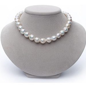 Collier 45 cm de perles d'eau douce Ripple Blanches Baroques de 10 à 13 mm