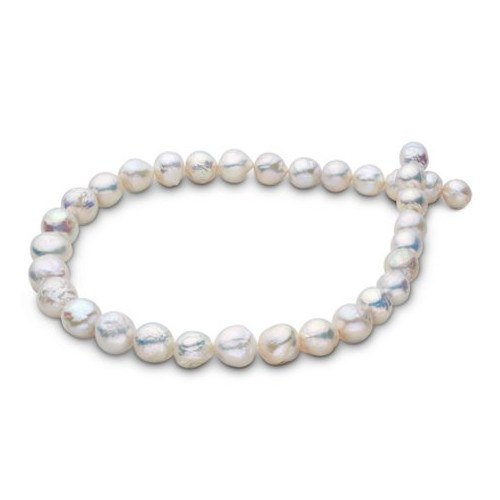 Collier 45 cm de grandes perles d'eau douce Ripple Blanches Baroque de 13 à 15 mm