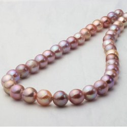 Collier 42/43 cm de perles EDISON d'Eau Douce presque rondes de 10,5 à 11,5 mm AA+