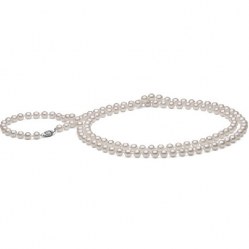 Collier 114 cm de perles Akoya 6,5 à 7 mm blanches