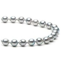 Collier de perles de culture d'Akoya Bleues 7-7,5 mm