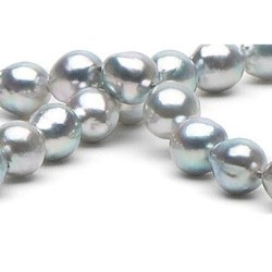 Collier de perles Baroques d'Akoya Bleues 45 cm, 7.5-8 mm