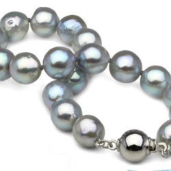 Bracelet 18 cm de perles d'Akoya Baroques Bleu argentées 8-8.5 mm