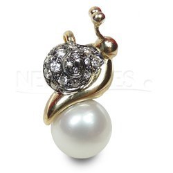 Pendentif Escargot Or 18k & Diamants Perle Doucehadama