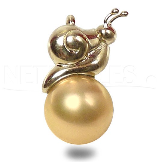 Pendentif Escargot Or 18 carats et Perle Dorée des Philippines AAA