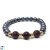 Bracelet de perles d'Eau Douce noires et Pierres semi precieuses Grenat rouge naturel