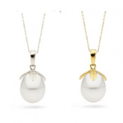 Pendentif Or 14k Perle d'Eau Douce Goutte de 10 à 11 mm AAA
