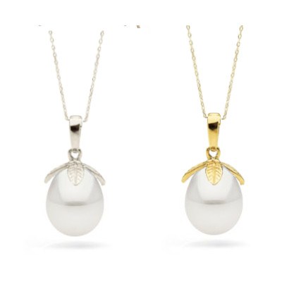 Pendentif Or 14k Perle d'Eau Douce Goutte de 10 à 11 mm AAA