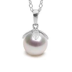 Pendentif Argent 925 perle de culture d'Akoya 9-9,5 mm blanche AAA 