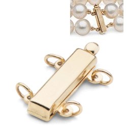 Fermoir Or 14k spécial pour 2 rangs de perles supérieures à 8 mm