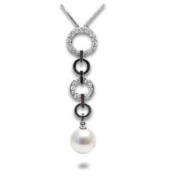 Pendentif Or 18k - Diamants et Perle blanche Akoya AAA