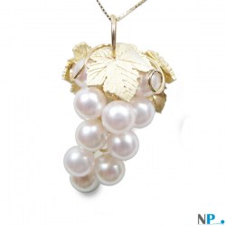Pendentif ou Broche Perles d'Akoya Grappe de Raisin, Bijou de Styliste