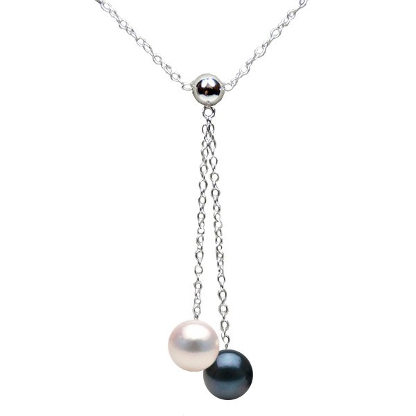 Collier de perles de culture d'Akoya qualité AAA et chaîne en Argent 925