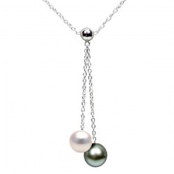 Collier perles d'Akoya et de Tahiti qualité AAA et chaîne en Argent 925