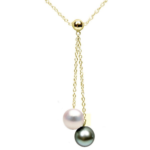 Collier en perles d'Akoya et Tahiti qualité AAA et chaîne en Or