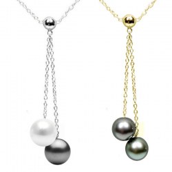 Collier 40 cm perles d'Australie et de Tahiti qualité AAA et chaîne en Or 14k