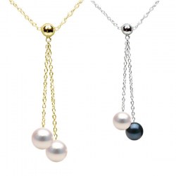 Collier 45 cm perles de culture d'Akoya qualité AAA et chaîne en Or 14k