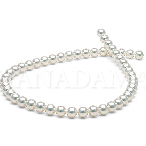 Collier 45 cm perles de culture d'Akoya naturellement blanche HANADAMA 8,5 à 9,0 mm