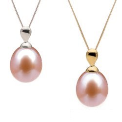 Pendentif Or 18k, Perle Eau Douce Goutte Pêche 9-10 mm AAA