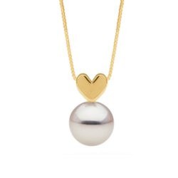 Pendentif coeur en Or 14k avec perle blanche d'eau douce DOUCEHADAMA