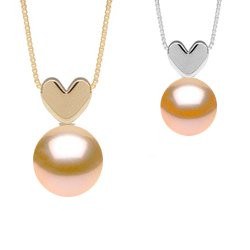 Pendentif coeur en Or 14k avec perle Pêche d'eau douce qualité AAA