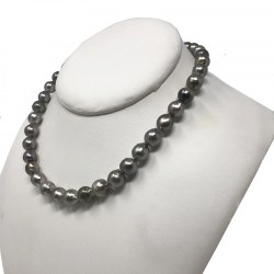 COLLIER PERLE DE TAHITI FIL NOIR MONTÉ EN OR 18 KT 50% DE RABAIS