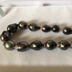 Bracelet perles noires de Tahiti 11-13 mm Ag925