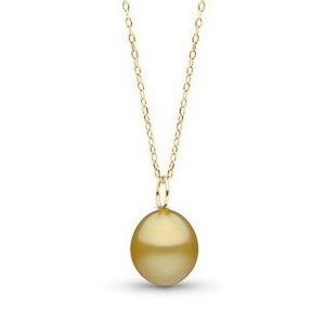 Pendentif or 18k perle des Philippines dorée drop AAA