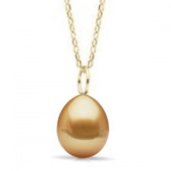 Pendentif Or Jaune 18k avec Perle Goutte Dorée des Philippines de 11 à 12 mm AA+