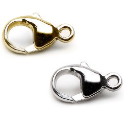 Fermoir Mousqueton unisexe Or jaune ou Or Gris 18k avec anneau pour fermer