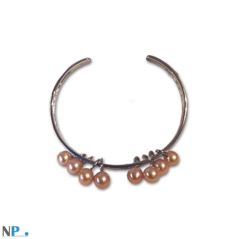 Bracelet de perles d'Eau Douce pêche 7-8 mm AAA sur Argent rhodié