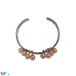 Bracelet de perles d'Eau Douce pêche 7-8 mm AAA sur Argent rhodié