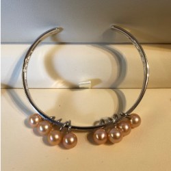 Bracelet de perles d'Eau Douce Blanches 7-8 mm AAA sur Argent rhodié