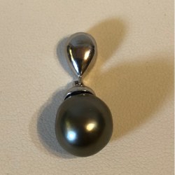 Pendentif en Argent 925 et Perle de Tahiti Goutte 11,5x12,5 mm AAA