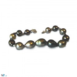 Bracelet 18 cm perles de culture de Tahiti Baroques de 8,5 à 11 mm