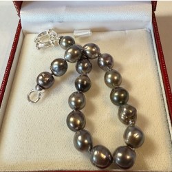 Bracelet 19 cm de perles de culture de Tahiti Baroques de 8 à 9 mm