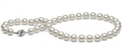 Collier 45 cm de perles de culture d'Akoya 8,0 à 8,5 mm blanches AAA fermoir or gris 14K