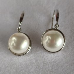Boucles d'Oreilles Argent 925 de Perles d' Eau Douce AA+ bouton